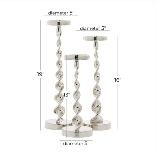 Silver Aluminum Candle Holder Set